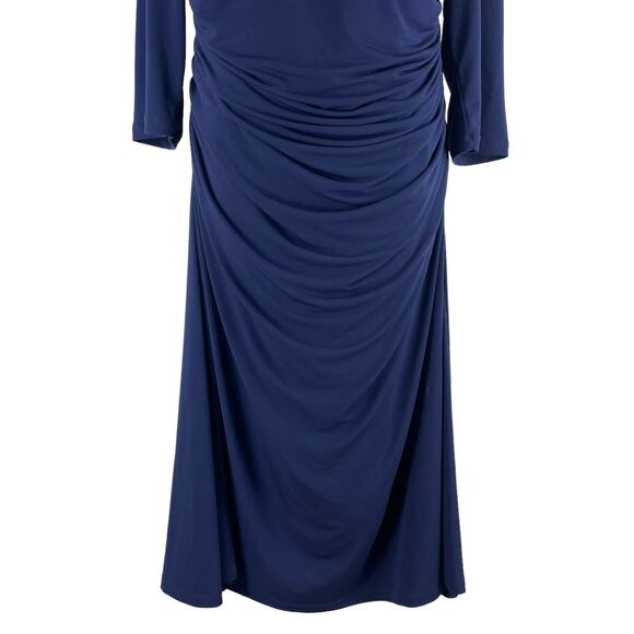 Kiyonna Square Neck Ruched Cocktail Dress Blue Plus Size Size 1/ 1X - Picture 4 of 8